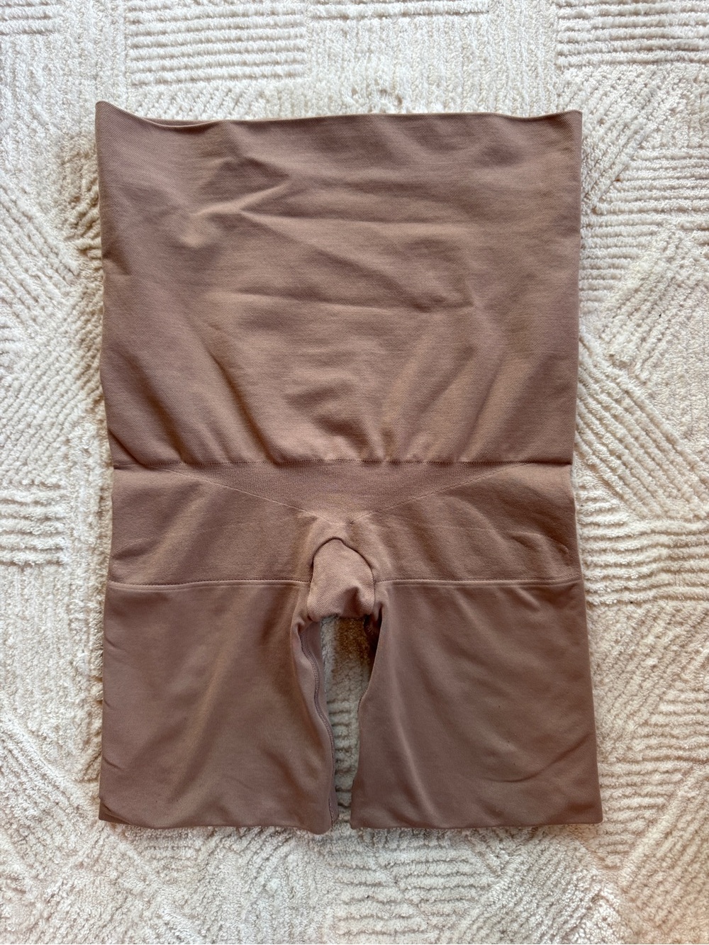 ASSETS by SPANX High Waist Shaping Mid-Thigh Shaper Shorts Nude Tan Large L